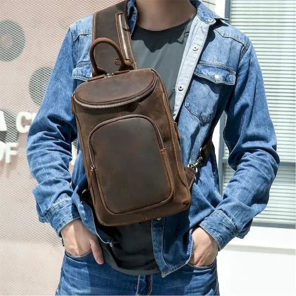 Vintage Full Grain Leather Sling Bag