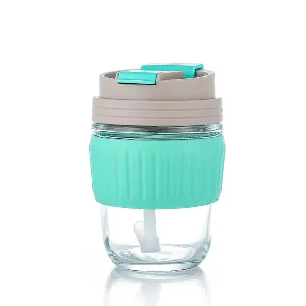 Silicone Sleeve Clear Cup with Lid and Straw