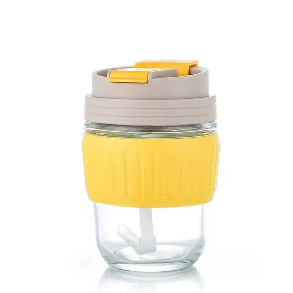 Silicone Sleeve Clear Cup with Lid and Straw