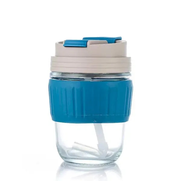 Silicone Sleeve Clear Cup with Lid and Straw