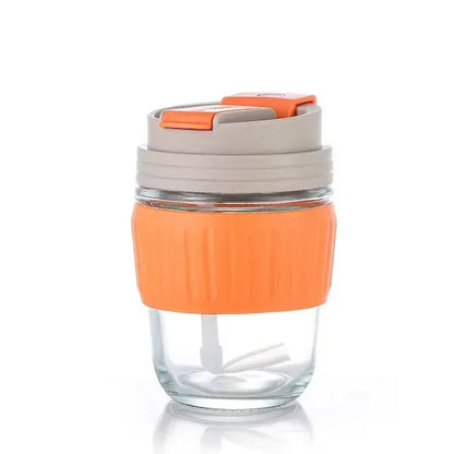 Silicone Sleeve Clear Cup with Lid and Straw