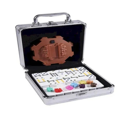 Aluminum Case Mexican Train Dominoes Set