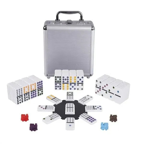 Aluminum Case Mexican Train Dominoes Set