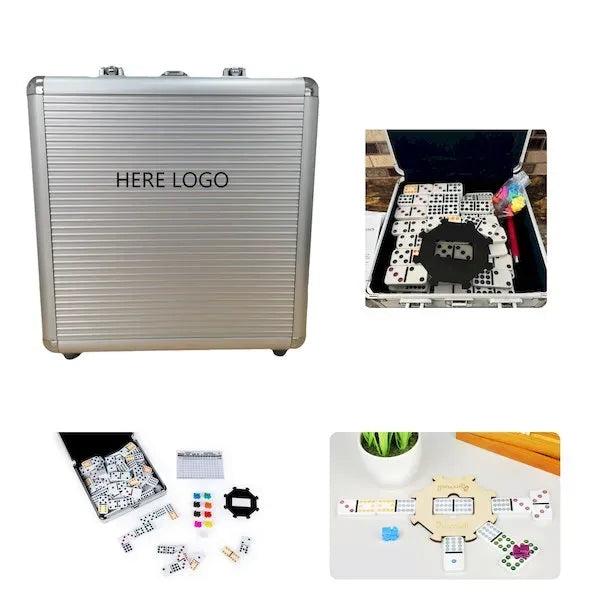 Aluminum Case Mexican Train Dominoes Set