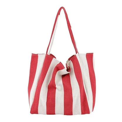 Large Striped Canvas Tote Bag