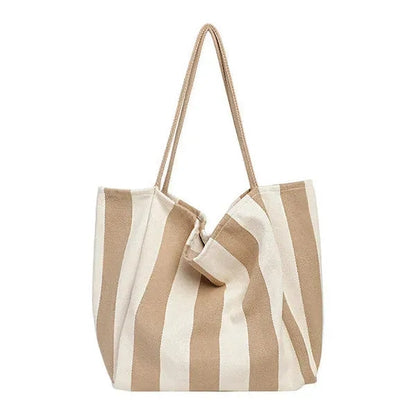 Large Striped Canvas Tote Bag