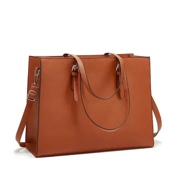 Leather Laptop Tote Bag for Women