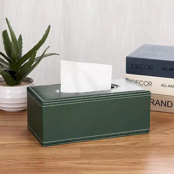 Rectangular PU Leather Tissue Box Holder