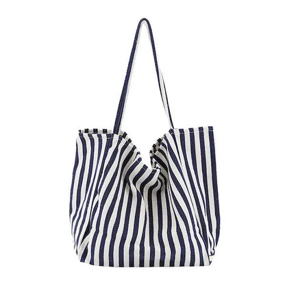 Large Striped Canvas Tote Bag