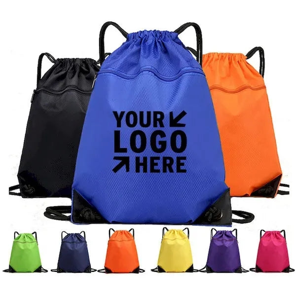 Diamond-Patterned Drawstring Bag