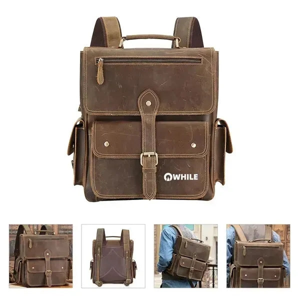 Genuine Leather Laptop Backpack Vintage Travel Bag