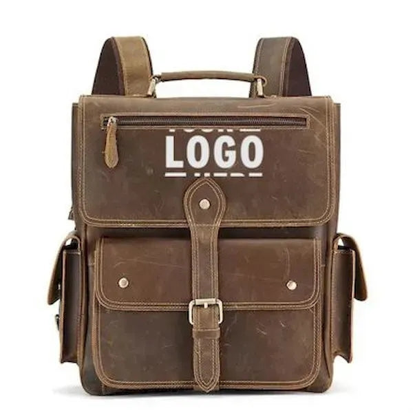 Genuine Leather Laptop Backpack Vintage Travel Bag