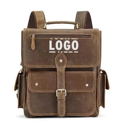 Genuine Leather Laptop Backpack Vintage Travel Bag