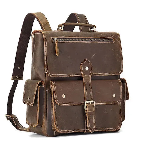 Genuine Leather Laptop Backpack Vintage Travel Bag