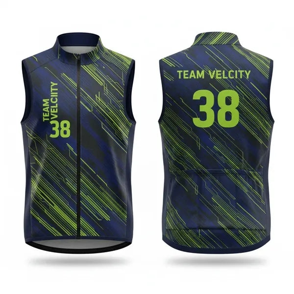 Unisex Sublimated Full Zip Vest W/Pockets-220G Warp Knit