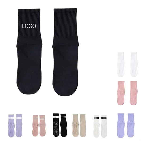 Mid-Calf Non-Slip Silicone Socks for Indoor Fitness