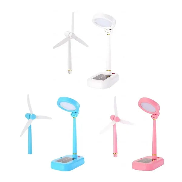 Solar Rechargeable LED Desk Lamp with Fan