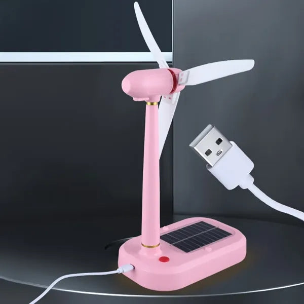 Solar Rechargeable LED Desk Lamp with Fan