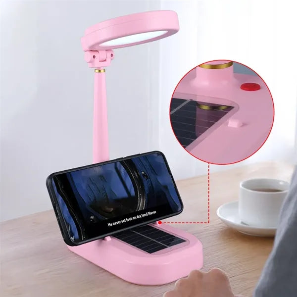 Solar Rechargeable LED Desk Lamp with Fan