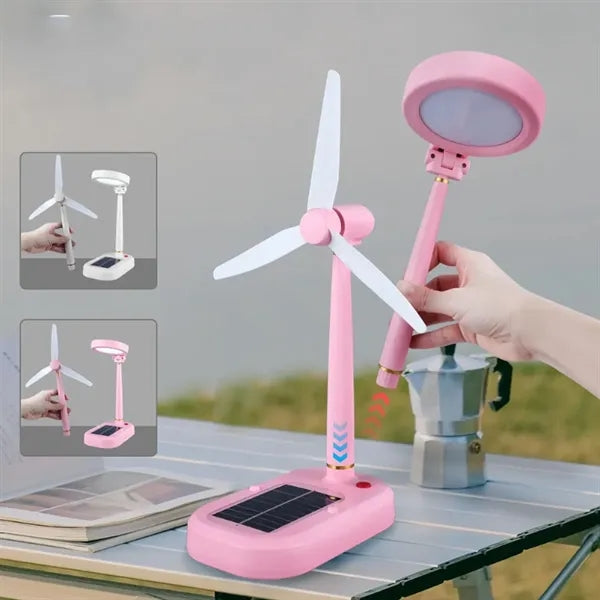 Solar Rechargeable LED Desk Lamp with Fan