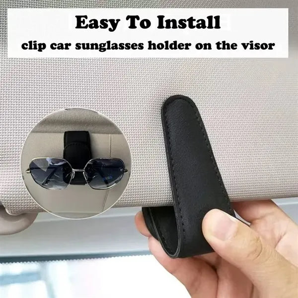 Magnetic Leather Sunglass Holder & Car Visor Clip