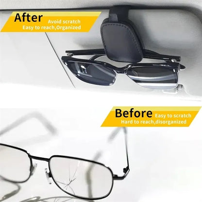 Magnetic Leather Sunglass Holder & Car Visor Clip