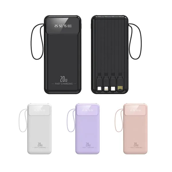 10000mAh Portable Charger with Built in Cables