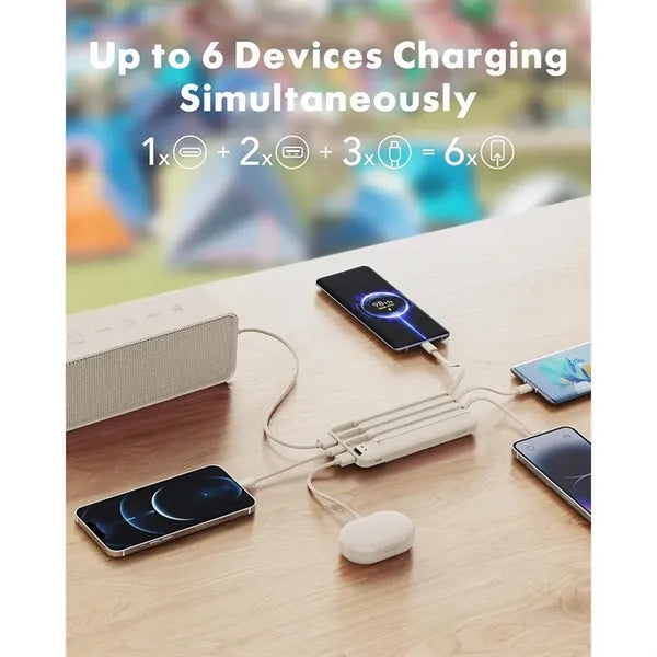 10000mAh Portable Charger with Built in Cables