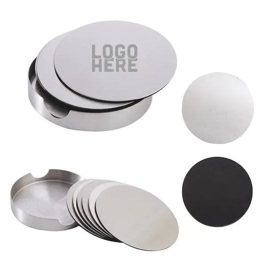 6 Piece Stainless Steel Coaster Set with Stand