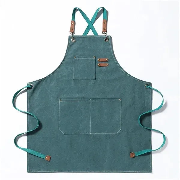 Cotton Canvas Cross Apron Large Pockets