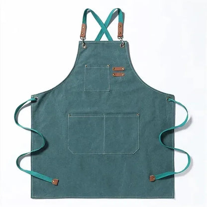 Cotton Canvas Cross Apron Large Pockets