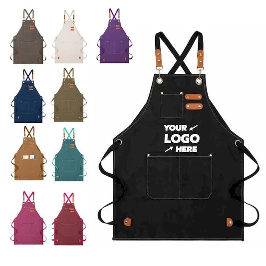 Cotton Canvas Cross Apron Large Pockets