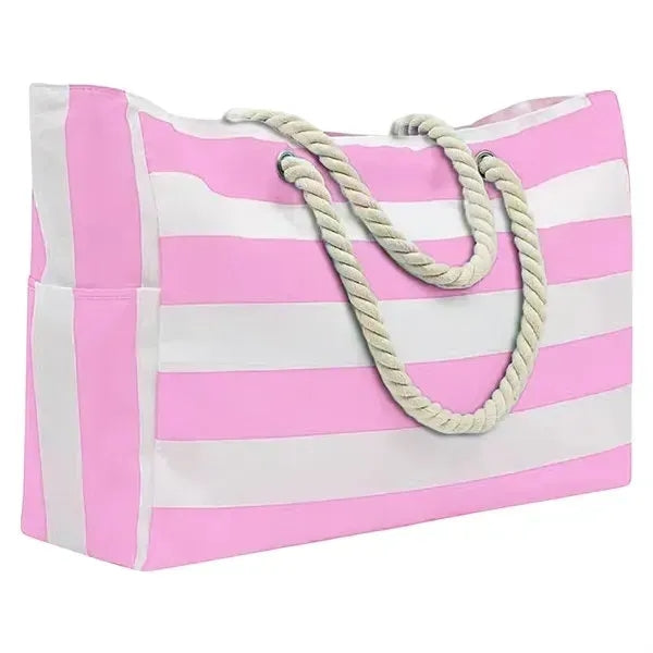Large Striped Waterproof Beach Tote Bag