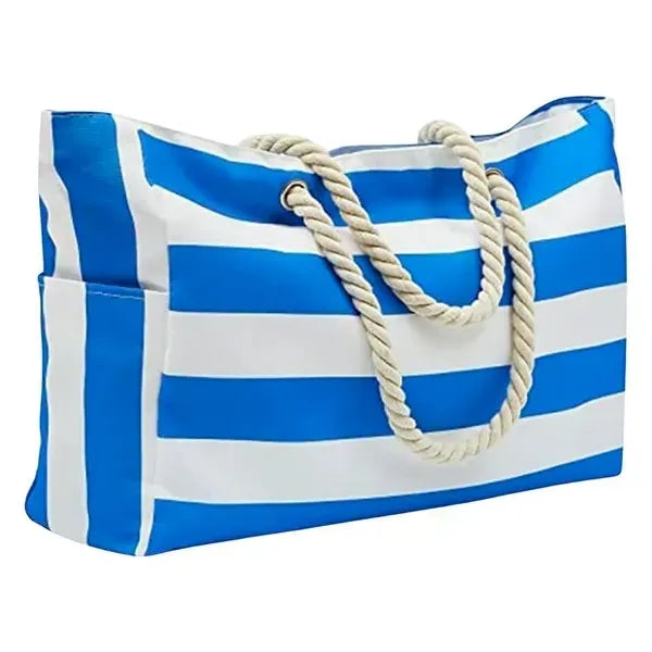 Large Striped Waterproof Beach Tote Bag