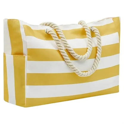 Large Striped Waterproof Beach Tote Bag
