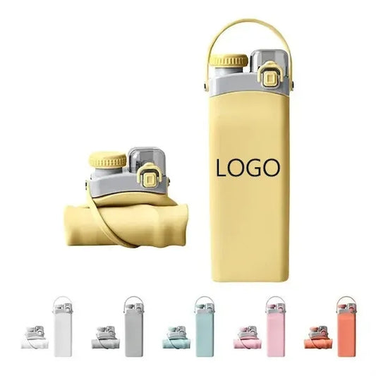 Dual Lid Foldable Silicone Sports Bottle