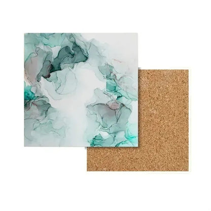 Square Ceramic Coaster with Cork