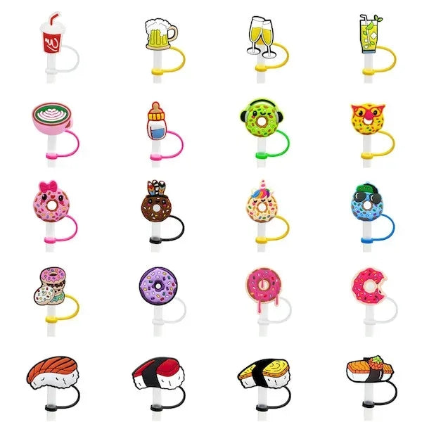 Silicone Straw Topper with 3D custom logo