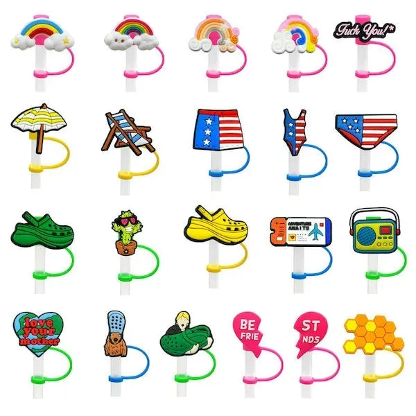 Silicone Straw Topper with 3D custom logo