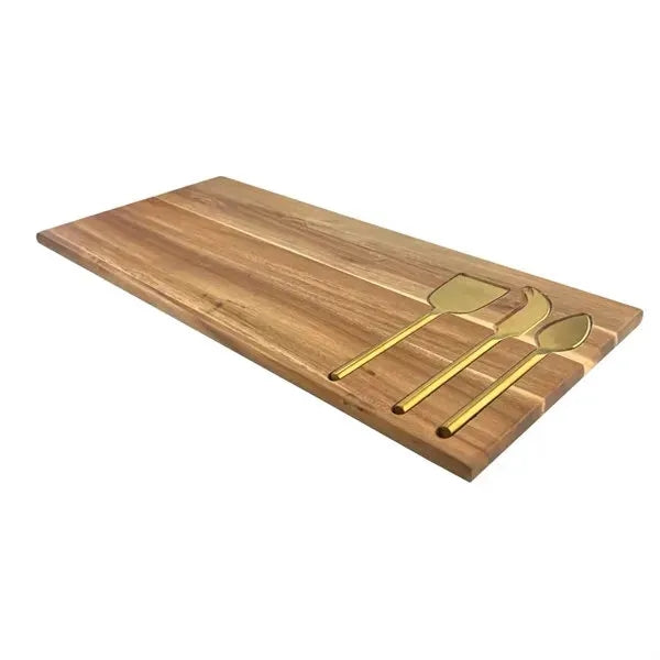 Cheese Board Set with Gold Plated Knives