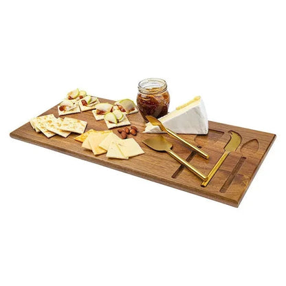 Cheese Board Set with Gold Plated Knives