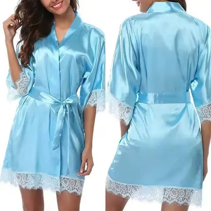 Women's Satin Robe Lace Silk Kimono
