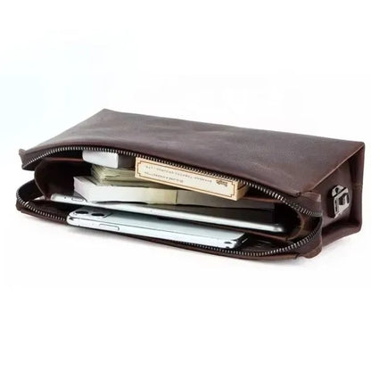 Genuine Leather 8" Waterproof Messenger Bag