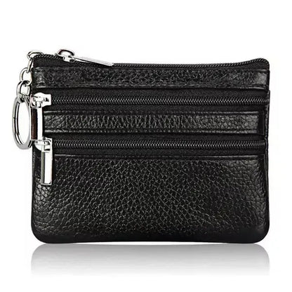Cowhide Coin Purse with Zipper Pocket