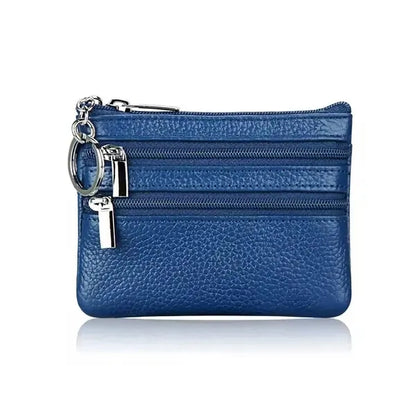 Cowhide Coin Purse with Zipper Pocket