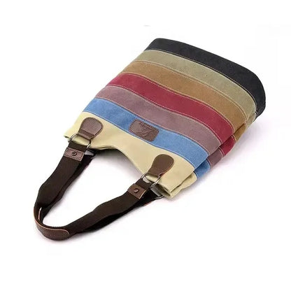 Fashion Rainbow Striped Tote Bag