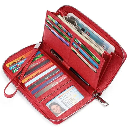 Leather Large Capacity Zip Around Wallet