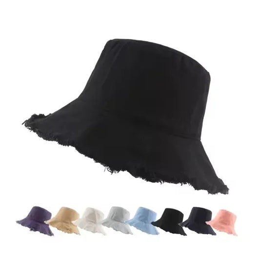 Wide Brim Cotton Sun Bucket Hat