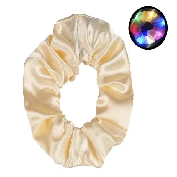LED Satin Hair Scrunchies Elastic Bands Ties
