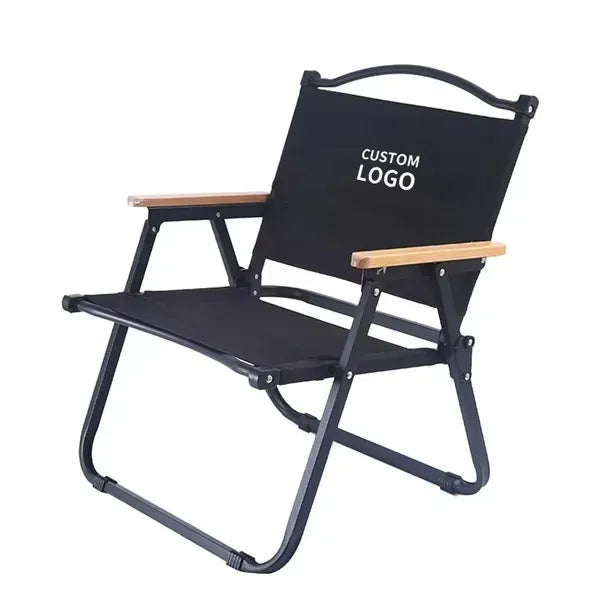 Beach Folding Chair with Wooden Handle & Strap